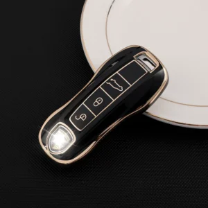 Husă de protecție pentru cheia auto TPU aurie pentru Porsche